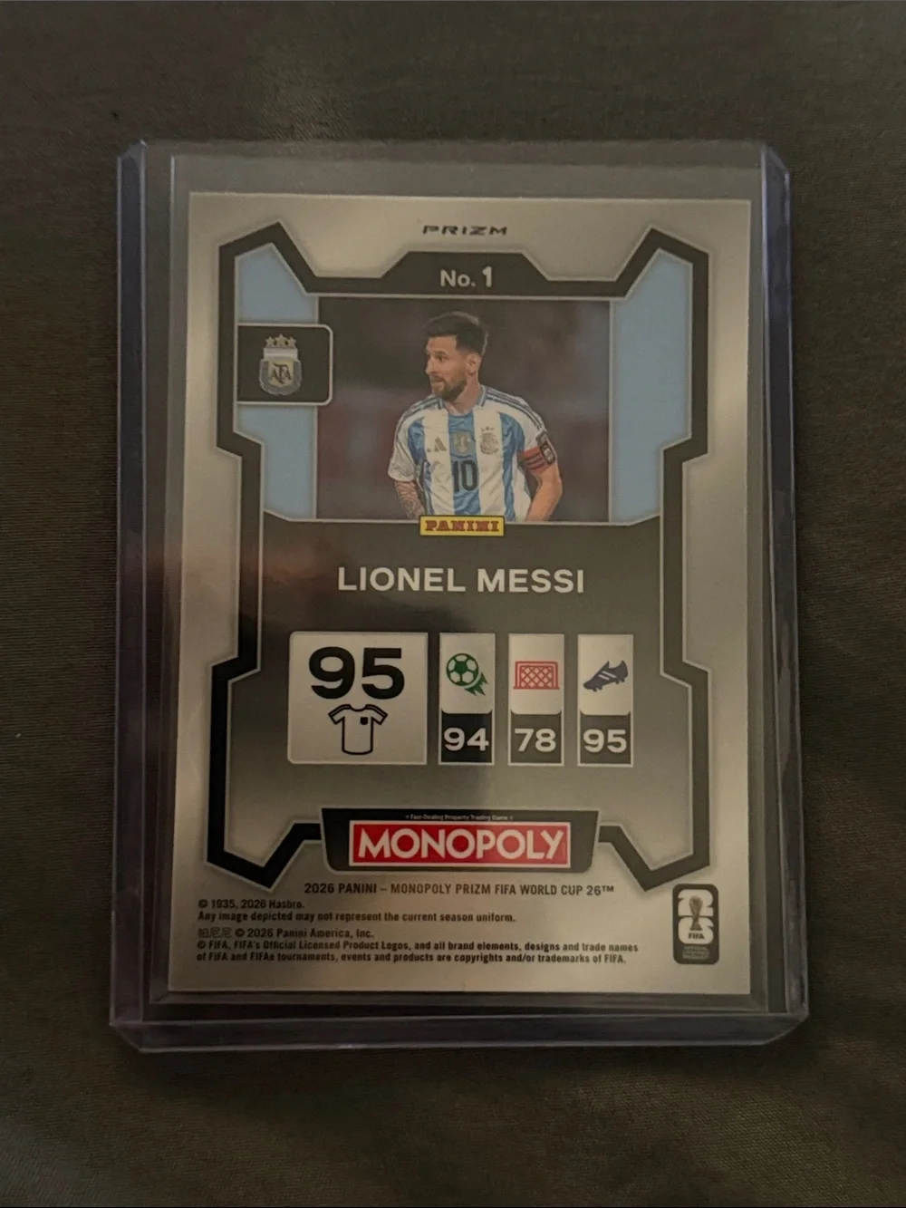 2026 MONOPOLY LIONEL MESSI ARGENTINA PANINI PRIZM FIFA TRADING CARD RED